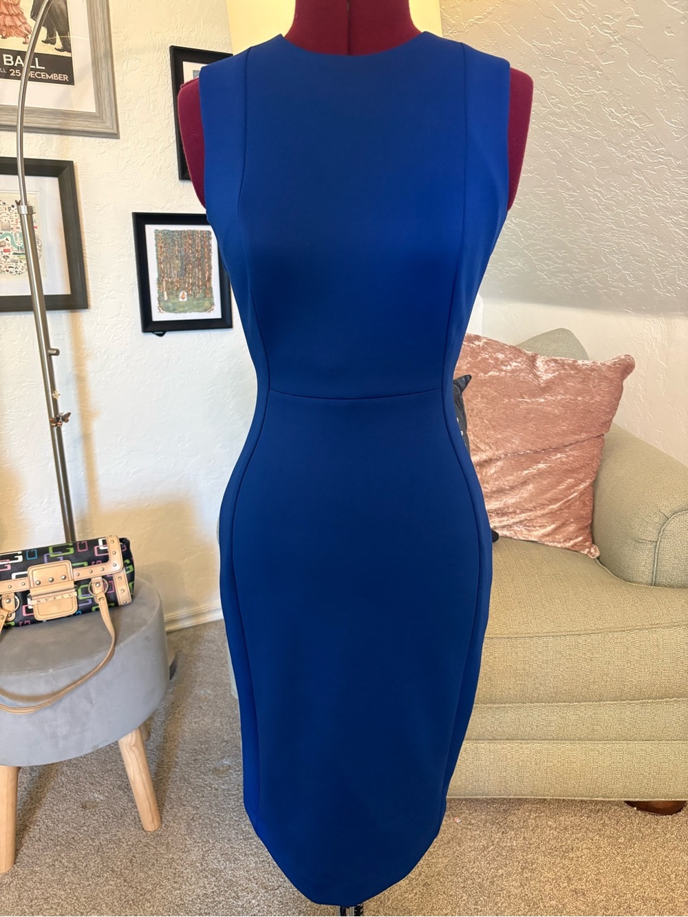 Calvin Klein Classic Sheath Dress in Cobalt Blue